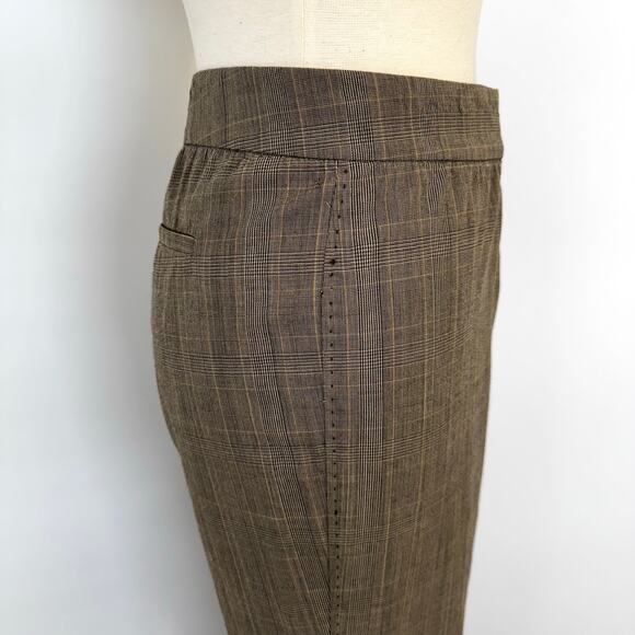 ELIE TAHARI Wool Blend Plaid Flare Leg Mid Rise Classic Trousers Pants Brown | 6 - Picture 5 of 10